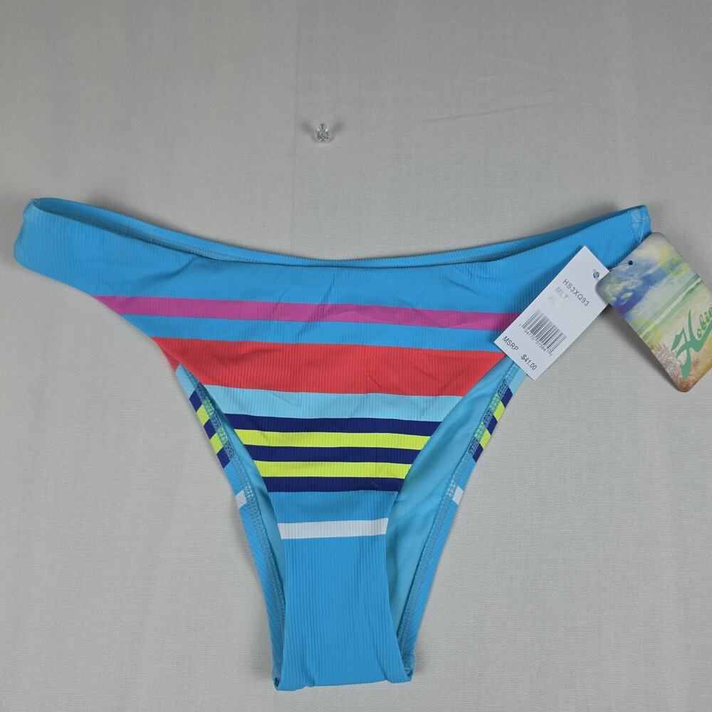 Hobie Women's XL Bikini Bottom Multicolor Striped Blue Swimwear NWT MSRP $41